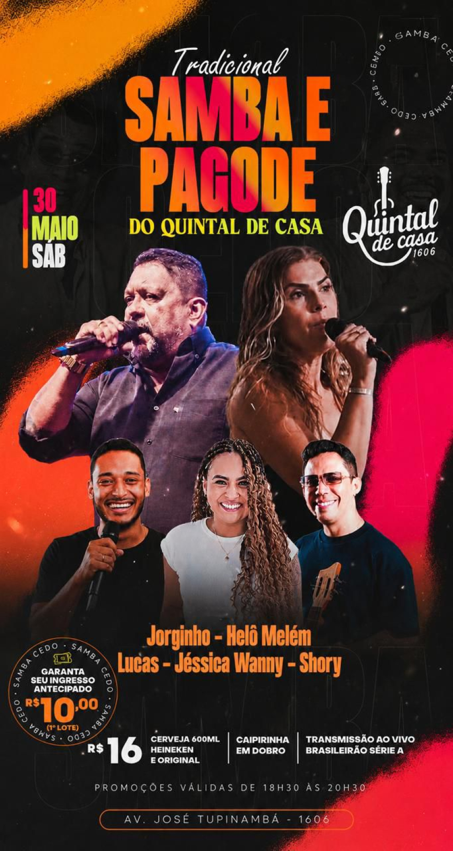 Sábado tem samba no Quintal de Casa. 